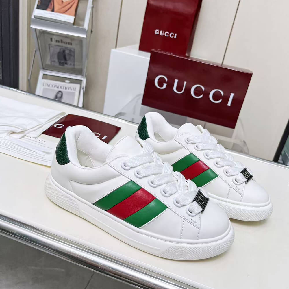 Gvc*1 Ace Web Stripe leather sneakers