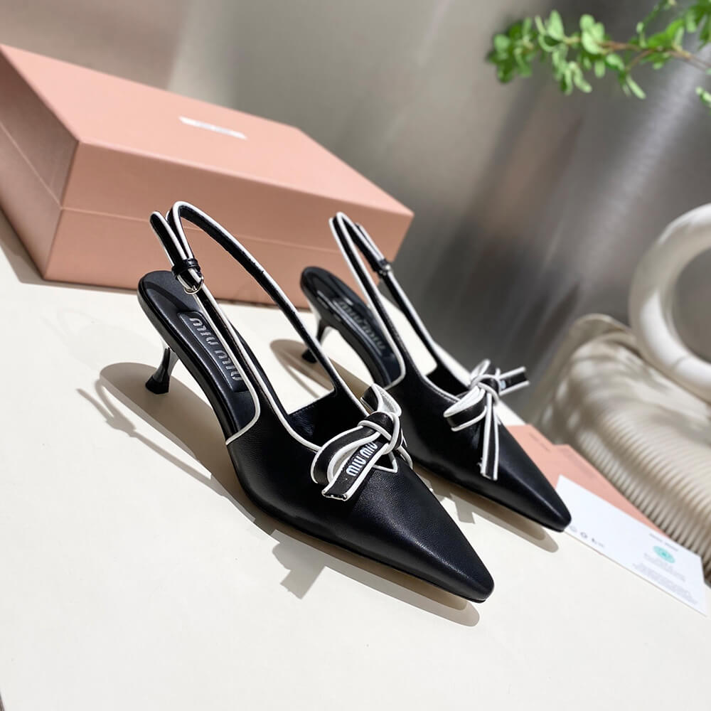 M1um1u Nappa leather slingback pumps