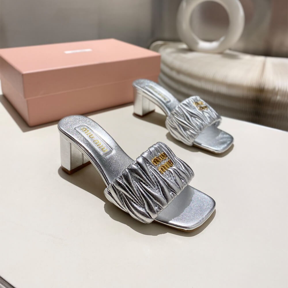 M1um1u Matelass?? nappa leather slides