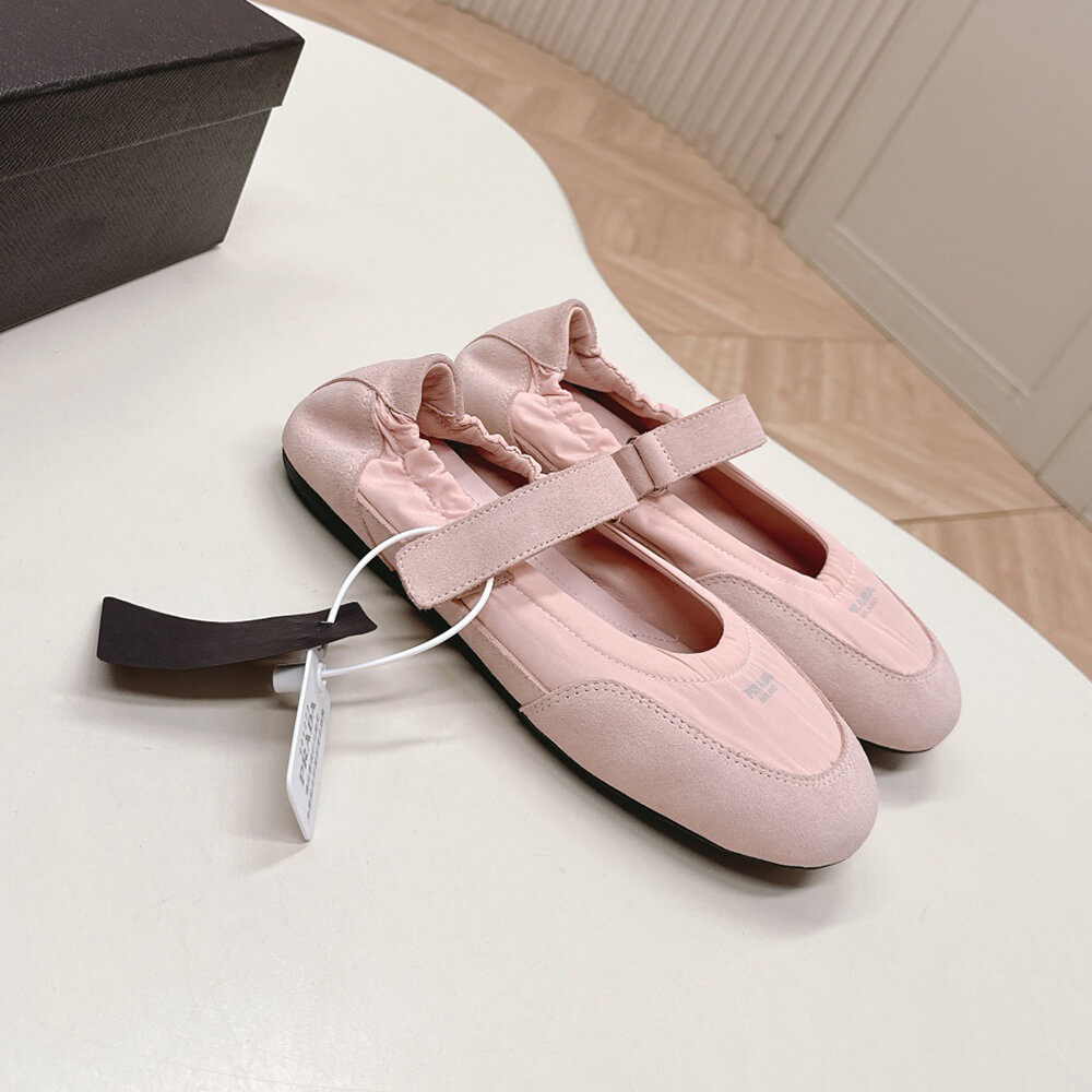 Pra*a Re-Nylon and suede ballet flats