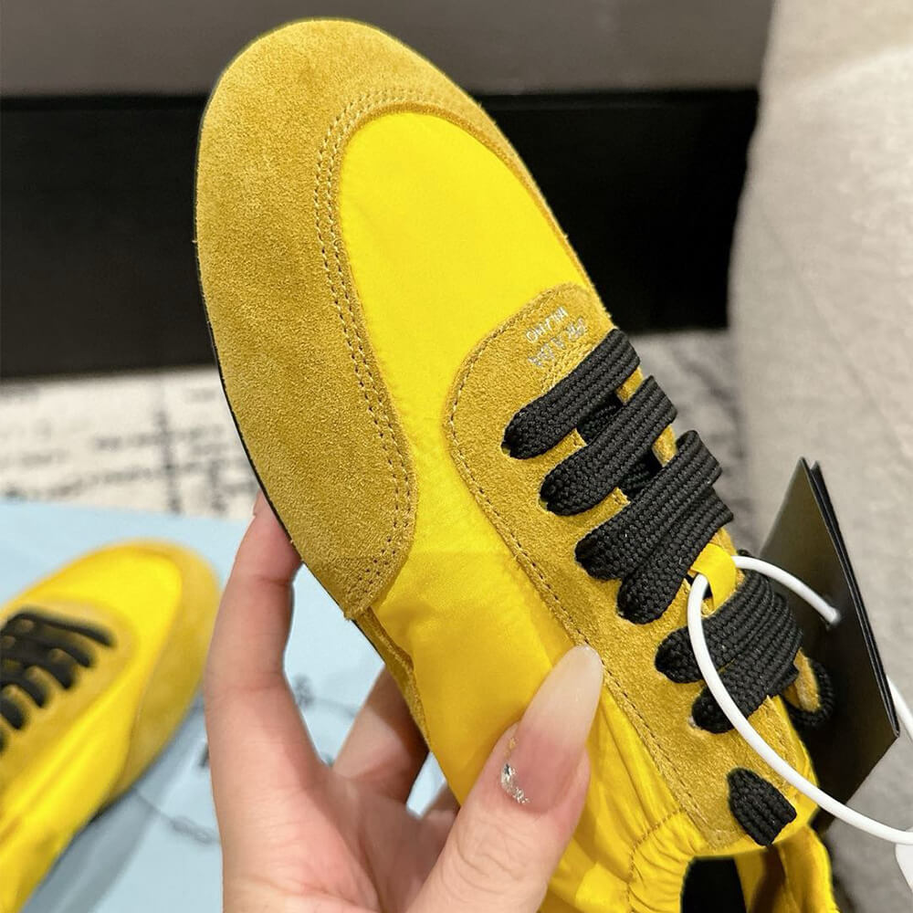 Pra*a Collapse Re-Nylon and suede elasticized sneakers