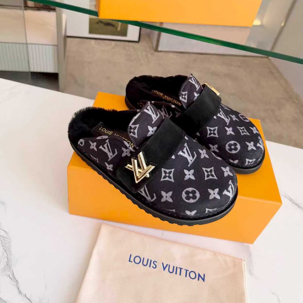 LV Monogram Wool Mules