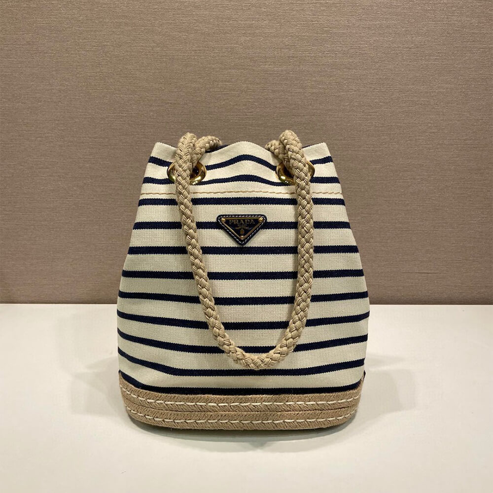 Pra*a Mariner small striped fabric bucket bag