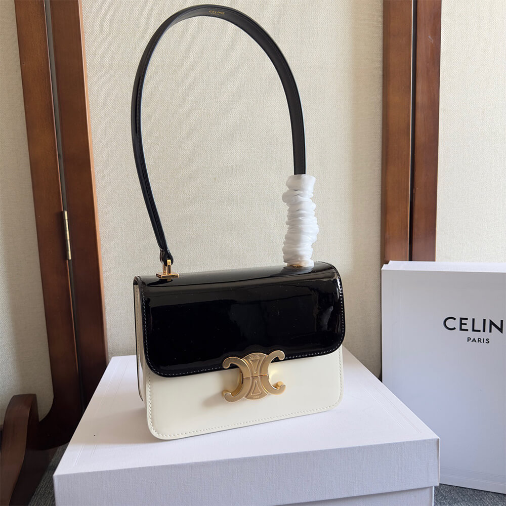 Ce1i*e TEEN GARANCE bag in BICOLOUR PATENT CALFSKIN(HIGH-END GRADE)