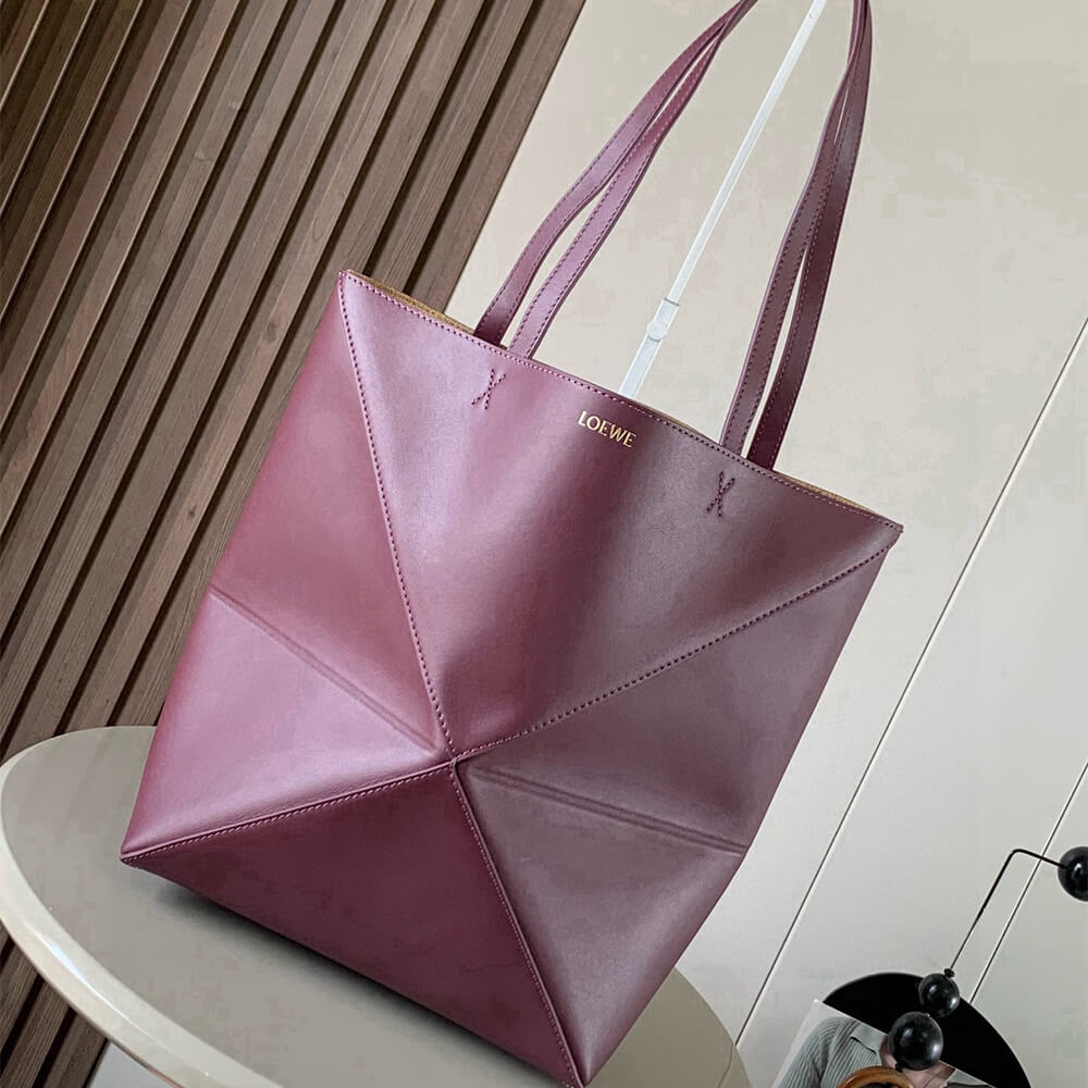 L0ew* Medium Puzzle Fold tote in shiny calfskin(HIGH-END GRADE)