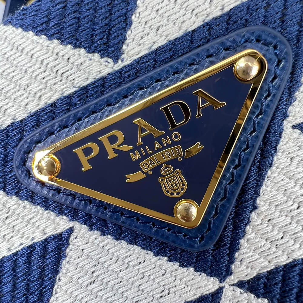 Small Pra*a Symbole jacquard fabric handbag