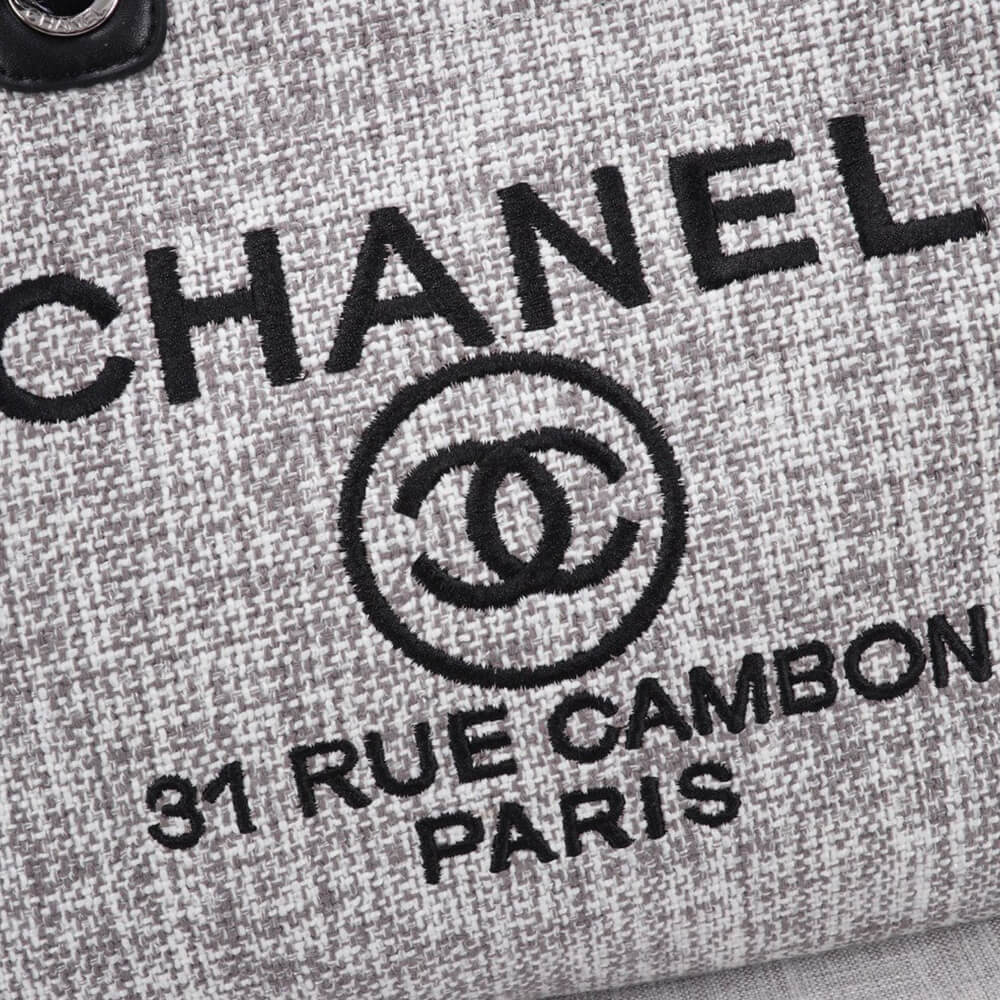 Ch**el Woven Straw Raffia Striped Medium Deauville Tote